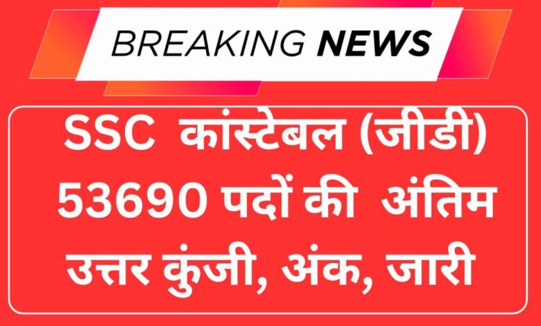 SSC कांस्टेबल (जीडी) 53690 पदों की अंतिम उत्तर कुंजी, अंक, जारी